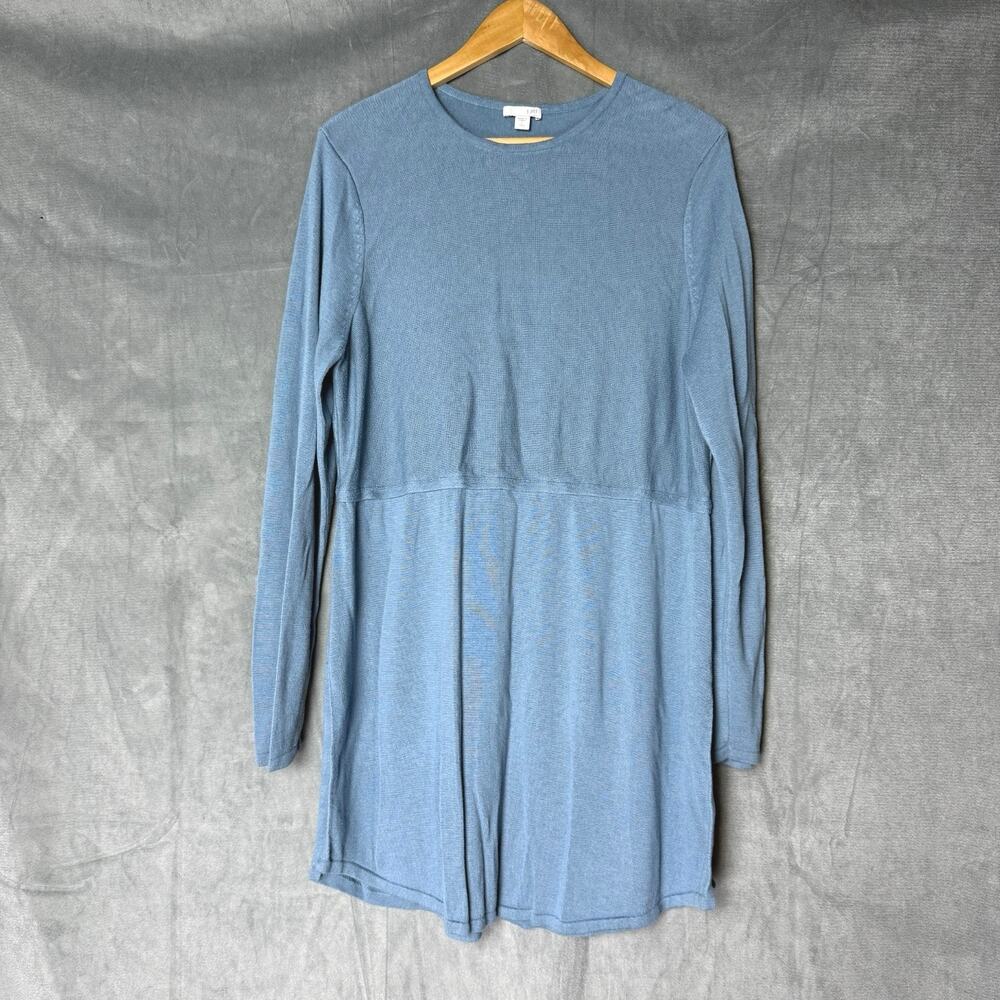 J Jill Women’s L Tall Grace Blue Tunic Sweater Dress Heather Wool‎ Blend Stretch